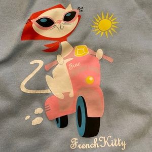 FINE French Kitty Vespa Scooter Shirt Size L.